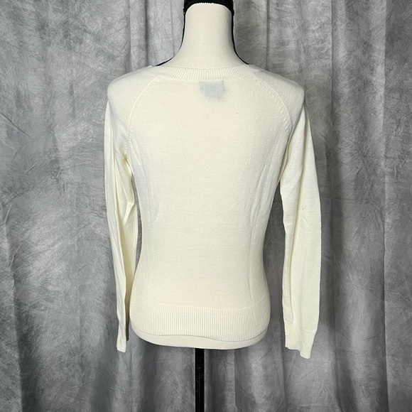 Wet Seal Lightweight Cream V-Neck Women's Sweater - size Medium - Picture 5 of 9